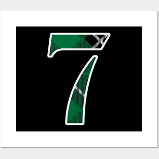 7 Sports Jersey Number Green Black Flannel Posters and Art